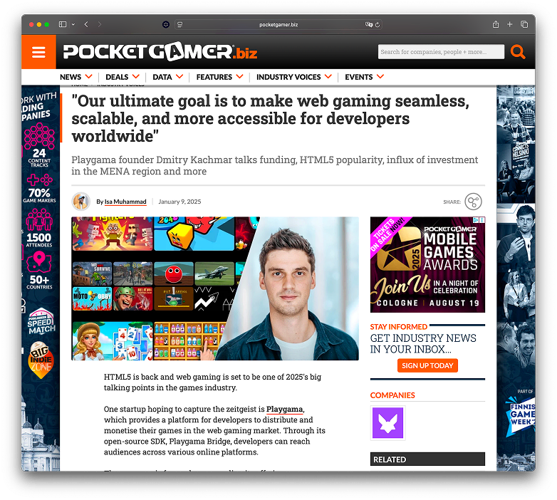 PocketGamer.biz coverage of Playgama