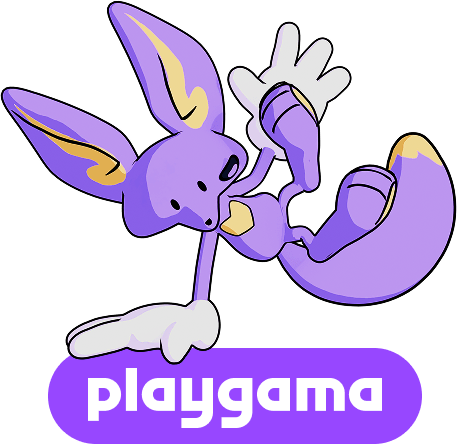 The Playgama fennec waving above the Playgama wordmark