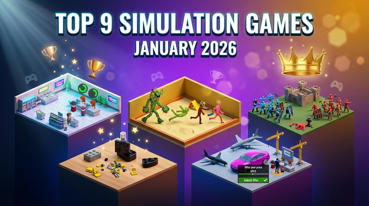 Discover the top 9 simulation games of January 2026! From Idle Supermarket Tycoon to Melon Sandbox, explore the best business and creative simulators. Play now!