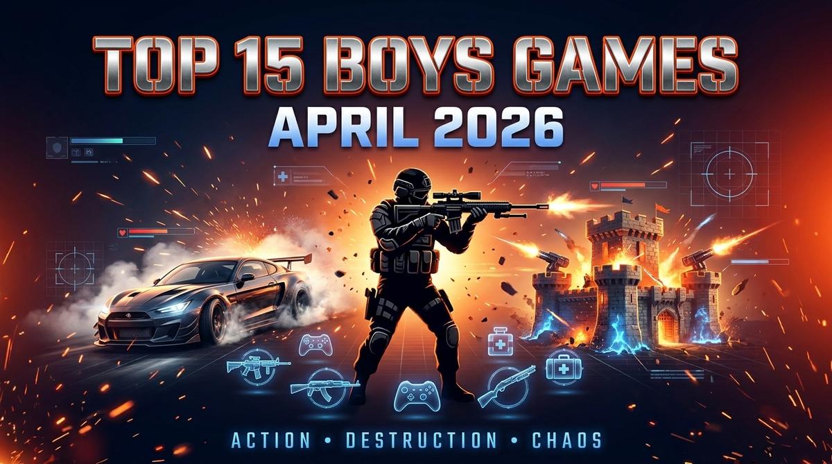 Discover the top 15 boys games of April 2026! Play Command Strike FPS, Time Shooter 2, Warfare 1942 & more action-packed shooters. Start playing now!