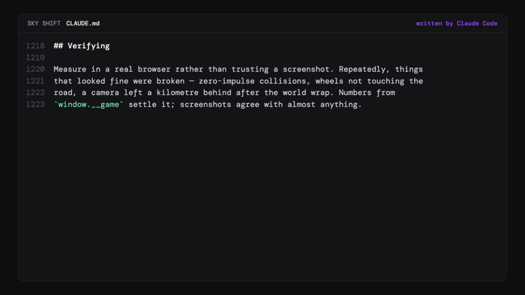 The agent's rule, in the project's notes