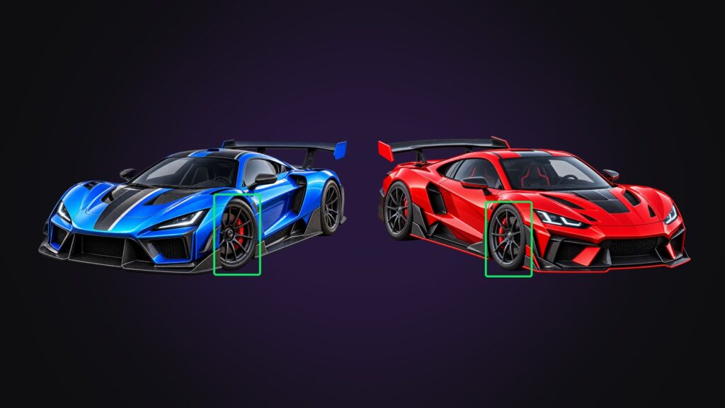 The first image's front wheel is turned; the second's is straight