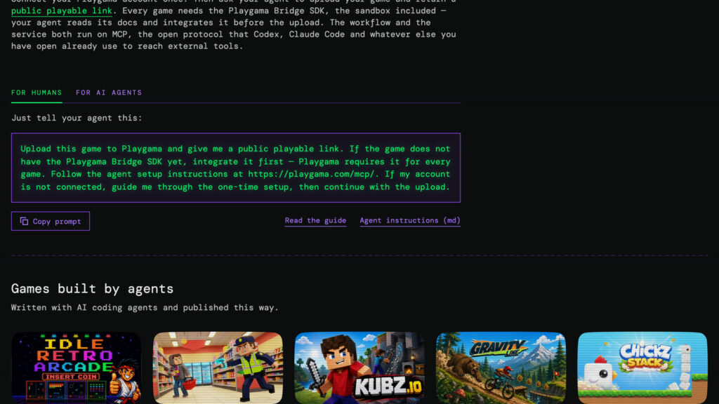 The sentence on Playgama's MCP page