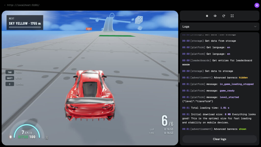 Sky Shift in Playgama's QA tool