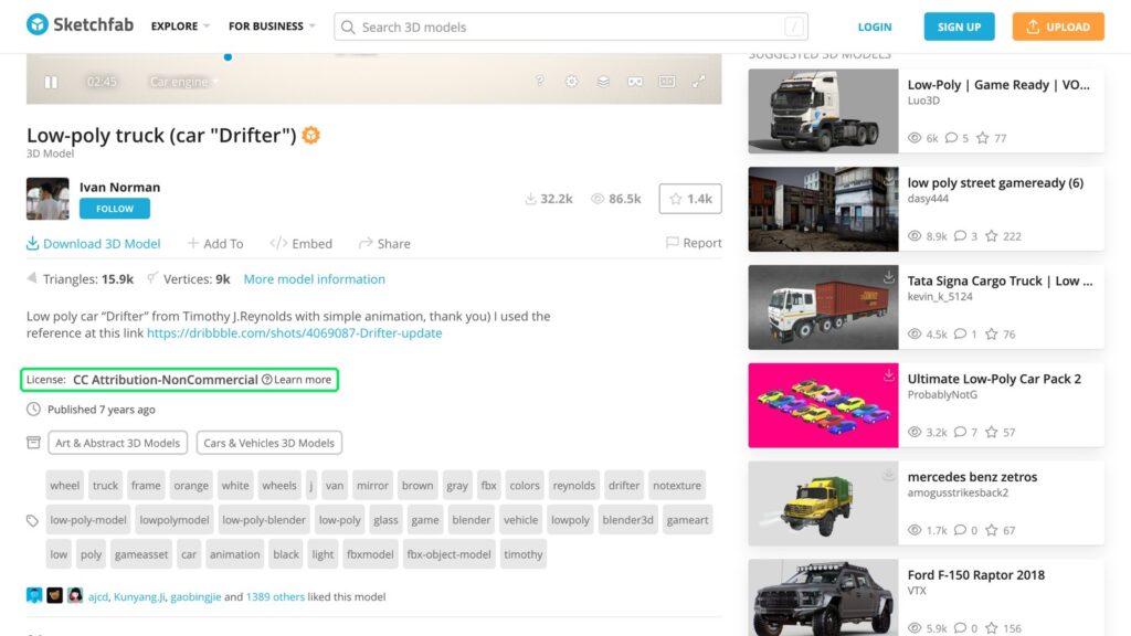 A model under CC BY-NC: not for a game that earns from ads