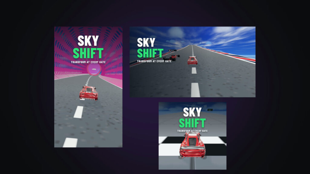 Sky Shift's three covers, drawn by the agent from the game's frames