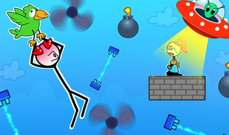 Flying Stickman: Tricky Puzzle