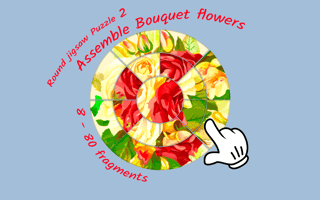 Round jigsaw Puzzle 2 - Assemble Bouquet flowers