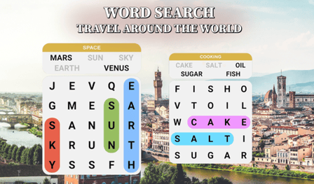 Word search: Travel around the world
