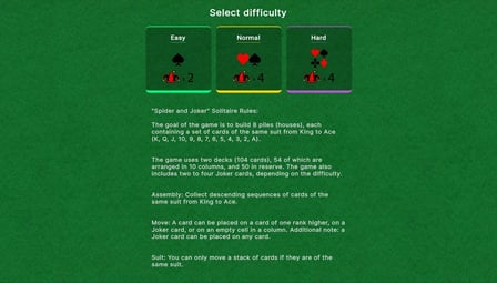 Spider and Joker Solitaire (1, 2, 4 suits) - Screenshot 6