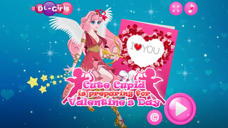 Cute Cupid is preparing for Valentines Day