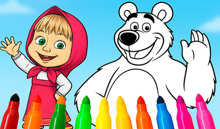 Masha e o urso: Livro de colorir para crianças