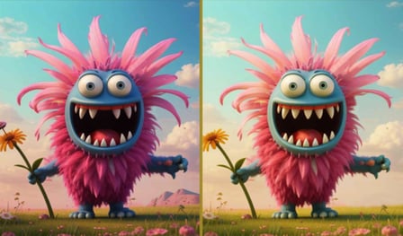 Cute and creepy monsters. Find the difference!