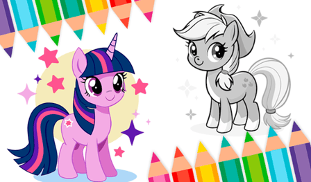 Fun coloring book: Cute pony