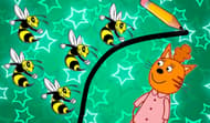 Mama Cat - Draw A Line And Protect It From Bees!