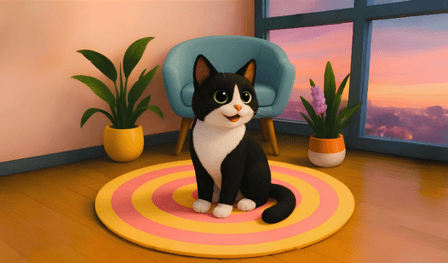 Cartoon cat: naughty kitten