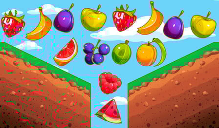 Connect the fruits: Drop into the gap