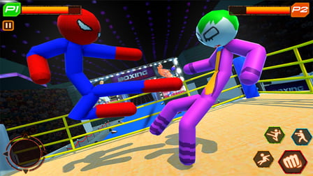 Police Stick man wrestling Fighting Game