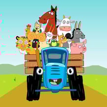 The blue tractor. Guess the animal
