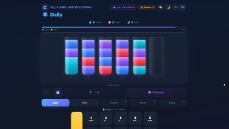 Aqua Sort: Water Sorting - Screenshot 2