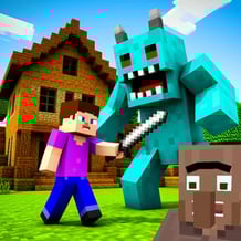 Noob Village Defense with Block Destruction