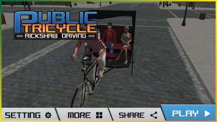 City Public Cycle Rickshaw Driving Simulator