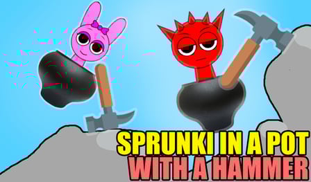 Sprunki in a pot with a hammer