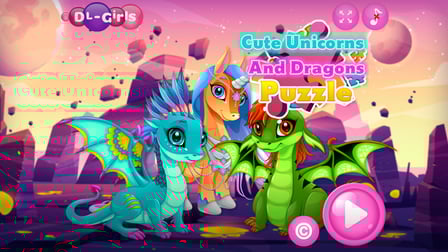 Cute Unicorns And Dragons Puzzle