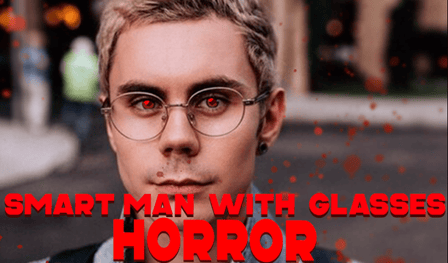 Smart man with glasses horror