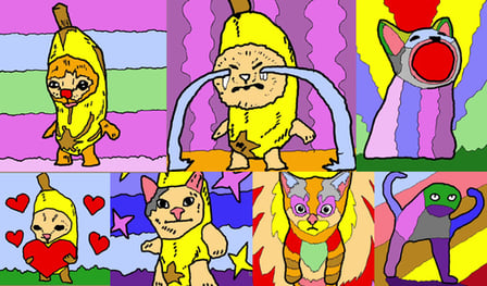 Banana Cat and his friends - mega coloring
