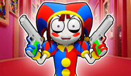 Pomni with a gun in The Amazing Digital Circus