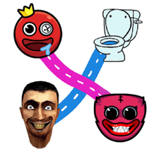 Skibidi Toilet and Huggy Draw a Path