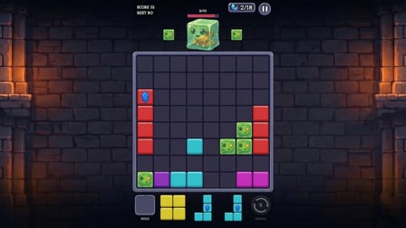 Block Battle. Fight Monsters in the Dungeon! - Screenshot 1