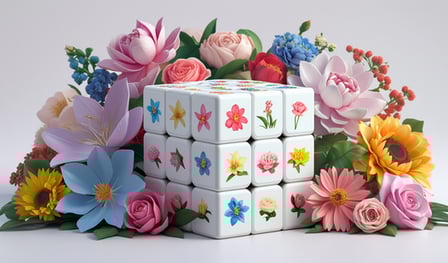 Flower cube mahjong