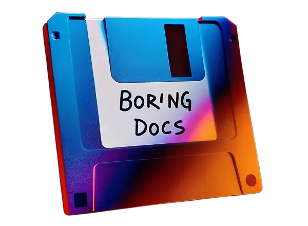 Disk with caption: Boring docs