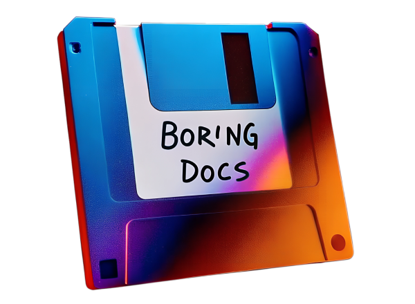 Disk with caption: Boring docs